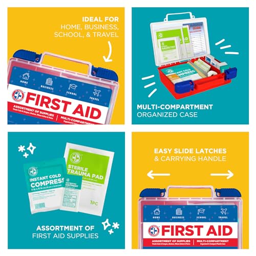 Be Smart Get Prepared 180 Piece First Aid Kit: Clean, Treat, Protect Minor Cuts, Scrapes. Home, Office, Car, School, Business, Travel, Emergency, Survival, Hunting, Outdoor, Camping & Sports, FSA HSA - Image 6