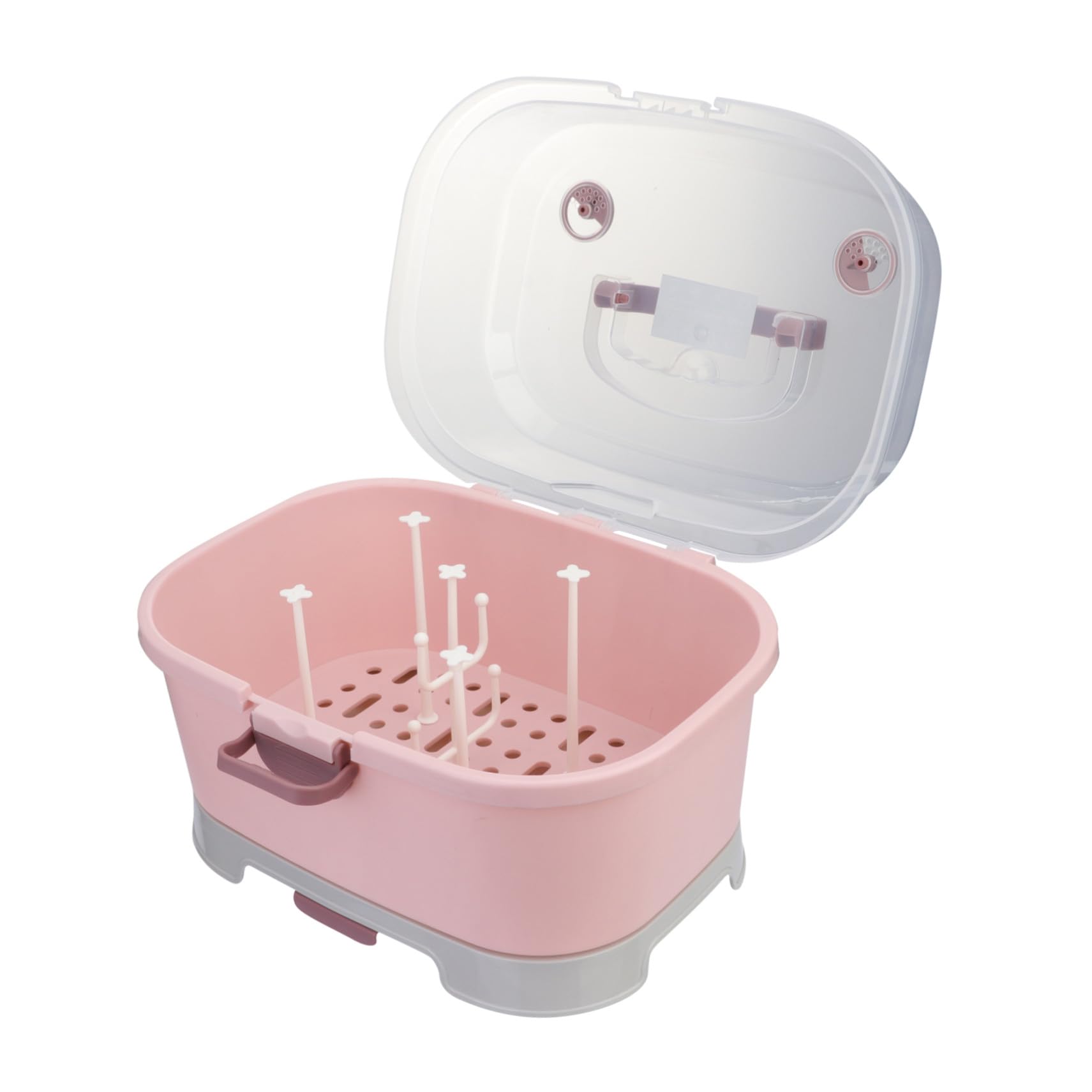 Caja de Almacenamiento para Biberones Tapa PP Rosa para Casa y Viaje