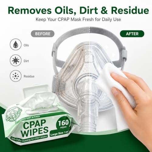 Image of Fast-Clean CPAP Mask Wipes: Clean Grease in 1 Minute - Extra-Large Moist | Save 90% of Cleaning Time - Quick-Dry No Residue -Alcohol-Free Unscented 160 PCS Wipes for Full-Face /Nasal CPAP /BIPAP Masks