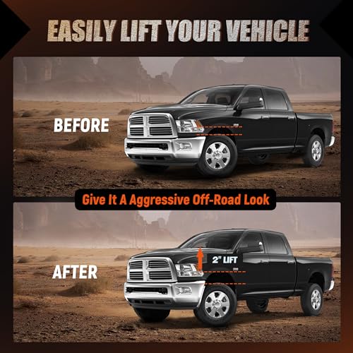 Image of 2 inch Front Leveling Lift Kit for 2006-2026 Ram 1500 4WD | Eliminate Factory Nose-Down Rake to Achieve a Level Stance, Premium Aluminum Construction, Strut Bolt On Installation