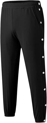 Miniatura 3 de Men's Tear Away Basketball Track Pants High Split Side Snap Cinch Bottoms Loose Sweatpants Casual Athletic Workout Trouser