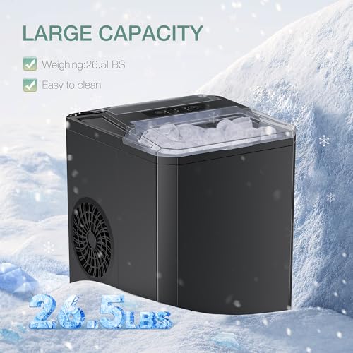 image for SMUG Countertop Ice Maker,9 Cubes in 6 Mins,26lbs in 24Hrs,2 Sizes of 