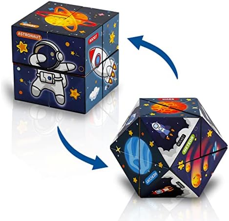 Magic Cube Fidget Toy, Star Cube Fidget Cube with 8 Build-in Magnets, Cool Mini Gadget for Stress Anxiety Relief and Kill Time, Nice for Kids and Adults(Space Travel 1 Pcs)