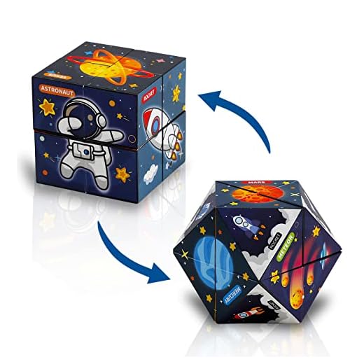 Magic Cube Fidget Toy, Star Cube Fidget Cube with 8 Build-in Magnets, Cool Mini Gadget for Stress Anxiety Relief and Kill Time, Nice for Kids and Adults(Space Travel 1 Pcs)
