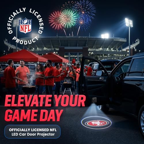 Image of LED Car Door Light - Officially Licensed NFL Wireless Projector - Show Your Team Pride - Battery Powered, Easy Install