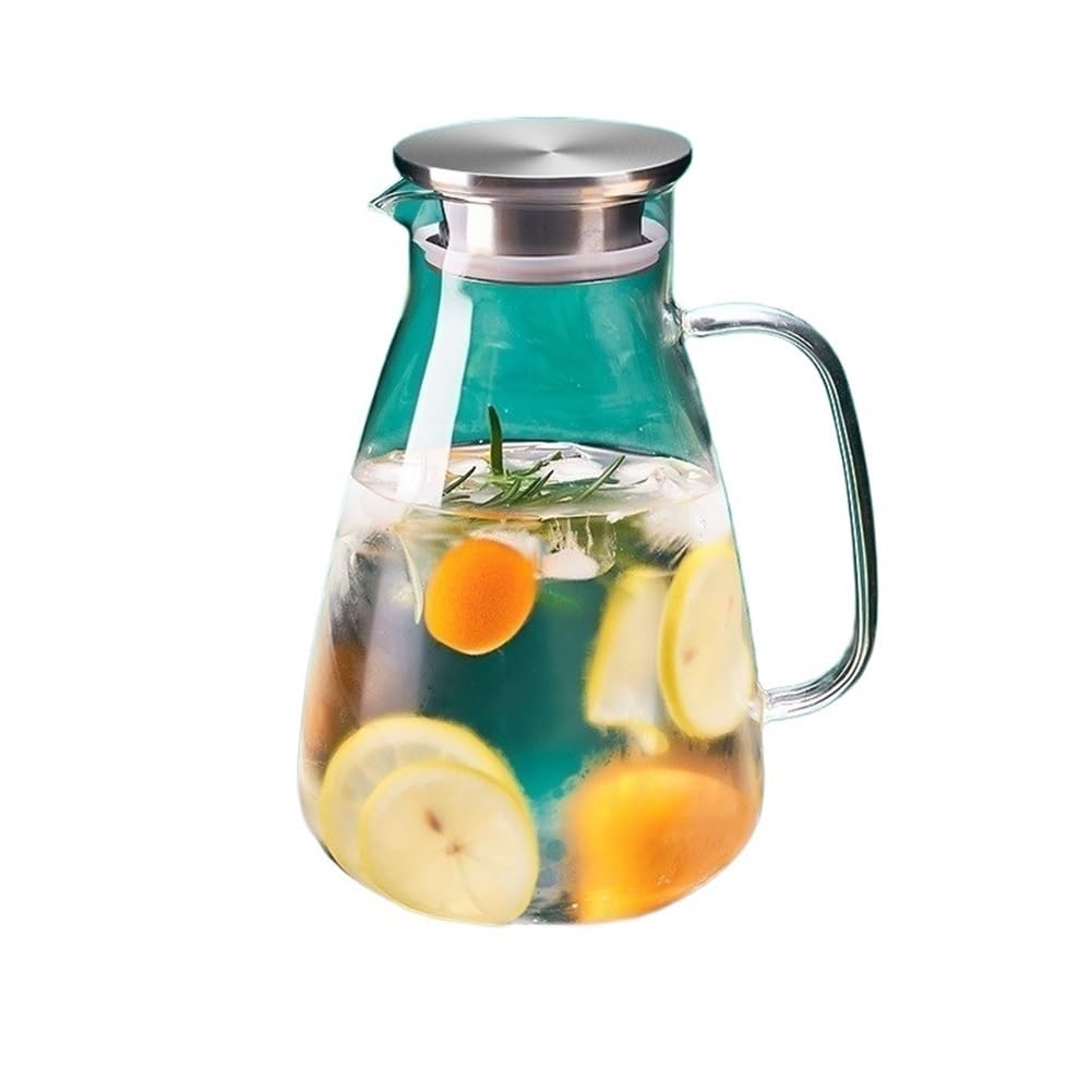 MYUYEE Water Carafe Household Cold Kettle Heat Resistant Teapot Large Capacity Water Pitcher Glass Water Carafe With Lid For Juice, Milk,Beverages Water Jugs (1700Ml)