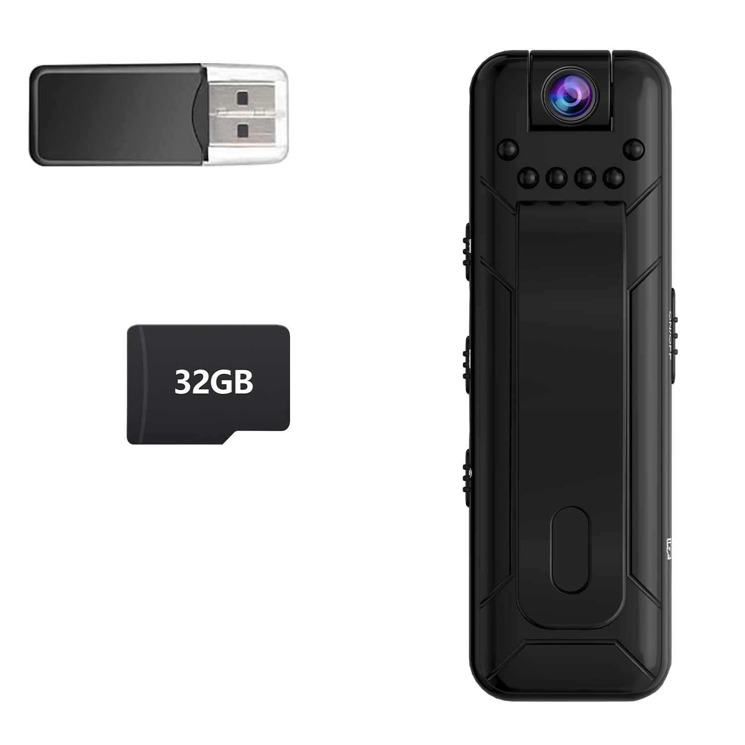 Bextgoo Body CAM, 1080P Mini Camara Espia Sin WiFi con Tarjeta TF de 32 GB, 8-10 Horas de Autonomía, Objetivo Giratorio de 180°, Cámara Corporal para Ciclismo/Viaje/Deporte al Aire Libre
