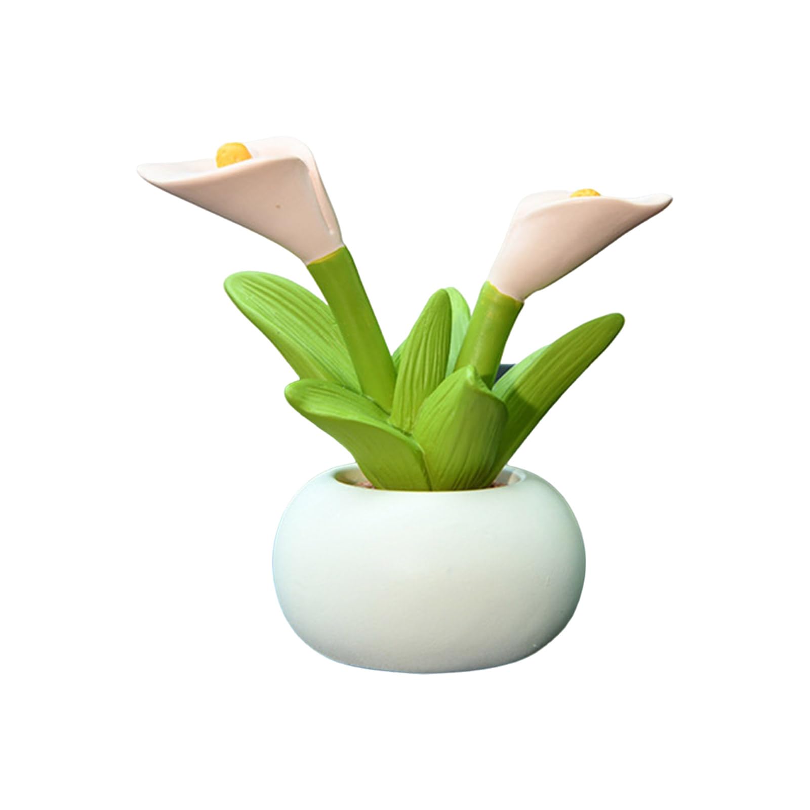 Hsioluted Resin Flower Pots Plant Container Planter Figurines Ornament Accessories for Bookshelf Car Interior and Desktops