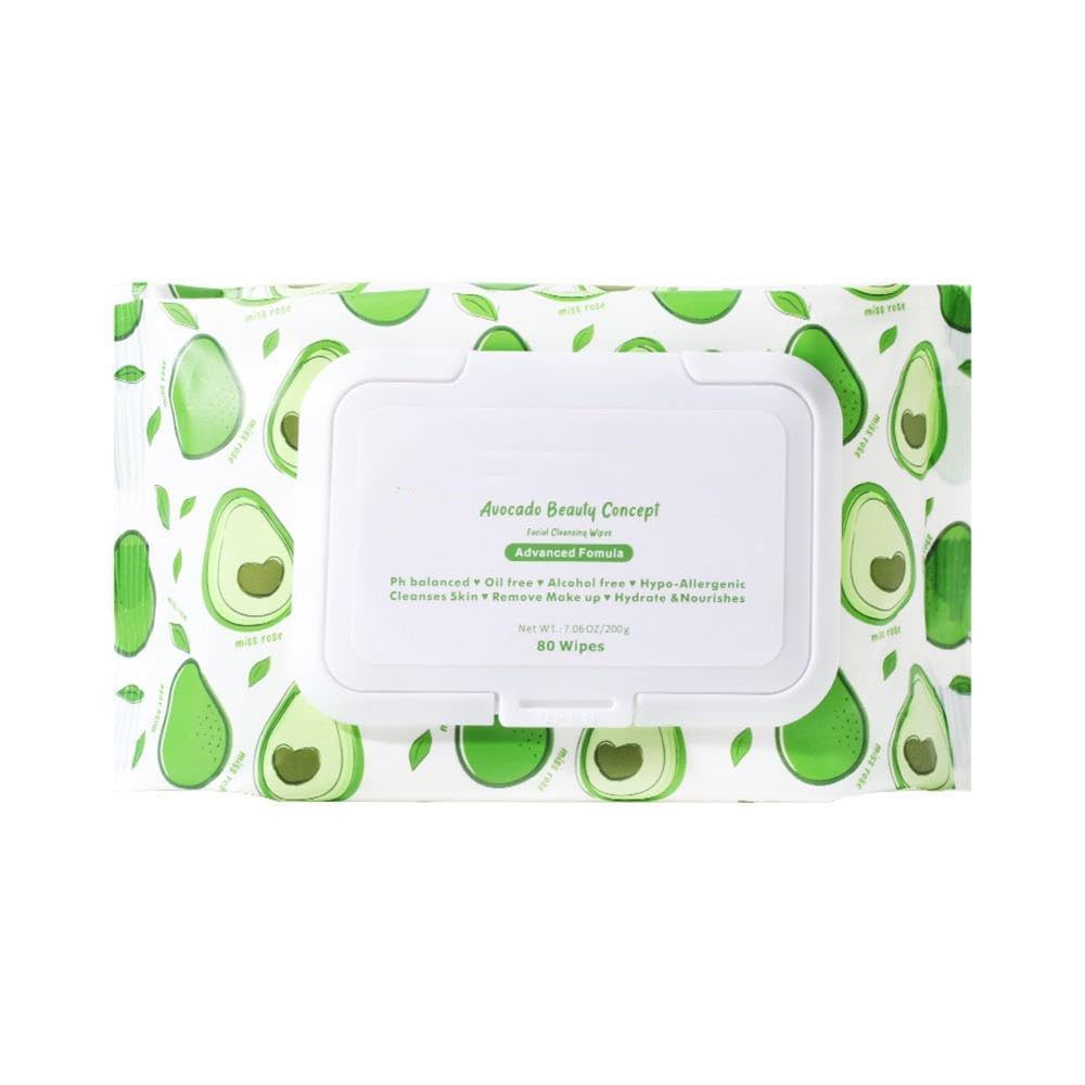 Avocado Beauty Concept Facial Cleansing Wipes, Advanced Formula, Oil Free, Alcohol Free, Hypo-Allergenic, Makeup Remover, 80 Wipes, 200g-image-22