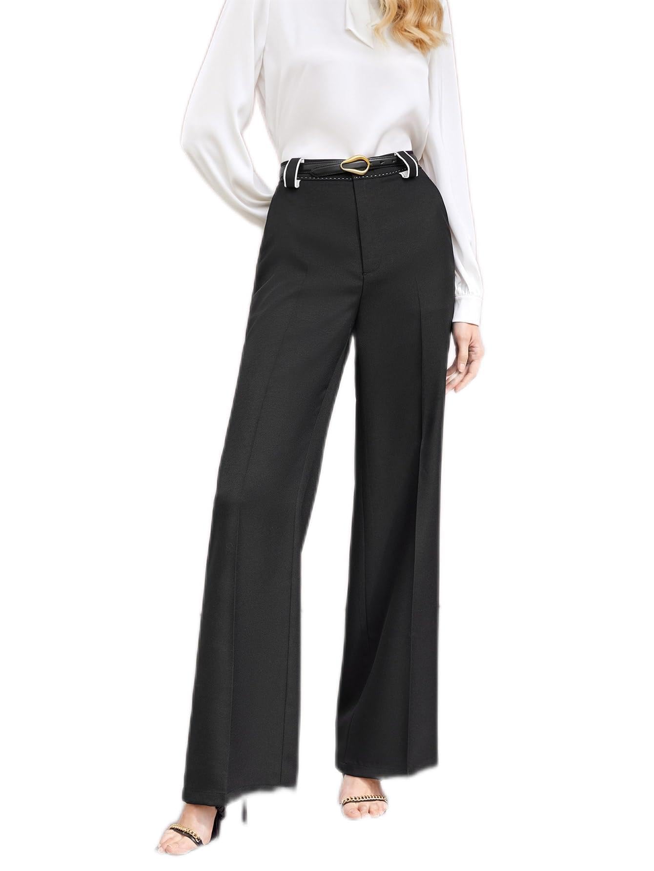 CRYBA Womens Pants Contrast Stitch Dress Pants Without Belt Pant for Women
