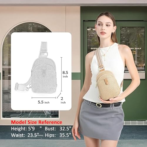 RFID Straw Summer Purses for Women 2025 Woven Sling Bag Fanny Packs Cross body for Everyday Beach Travel Vacation Essentials2