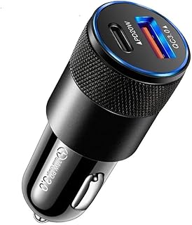 USB C Car Charger, 38W Fast Charge PD 20W/QC3.0 Dual Port USB Car Charger, Cigarette Lighter Adapter with LED for iPhone14 Pro Max/13/12/11 Samsung Galaxy 23/22/21/ Z Flip, iPad Pro/Mini
