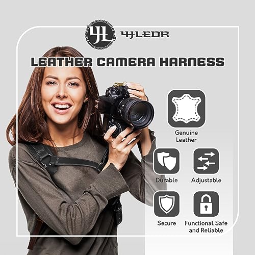 4J LEDR Leather Camera Harness for 1 Camera,Single Camera Strap for Photographers,Camera Shoulder Strap Quick Release DSLR,ADJUSTABLE CAMERA STRAP Leather Single Camera Harness,Black - Image 3