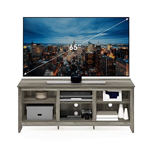 Image of Furinno Jensen TV Stand for TV up to 65 Inch, 2-Tier Grey Entertainment Center, TV Console with Cable Management, for Living Room, Bedroom, Grey Oak