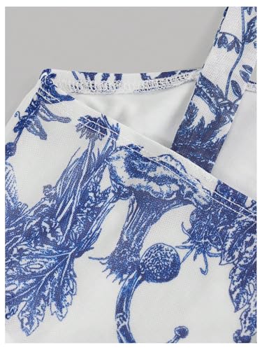 Floerns Girl's Floral Print Tie Shoulder Camisole Sleeveless Vacation Cami Tops4