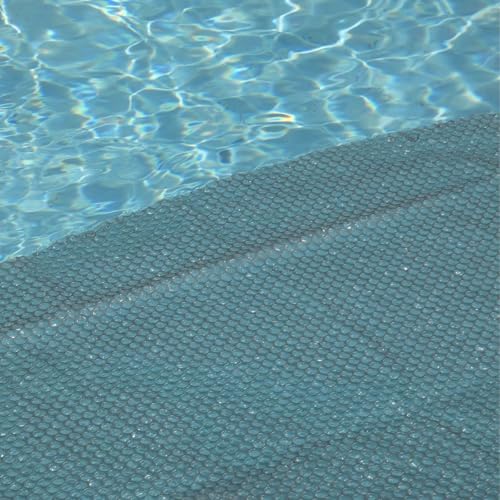 EDENEA - Couverture Solaire Piscine Gris Silver - Epaisseur Renforcée 215 Microns - Bâche Piscine Bulles (Ronde Ø 457 cm)