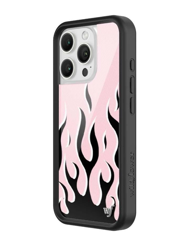 Image of Wildflower Cases - iPhone 16 Pro Compatible - Flames - Pink & Black