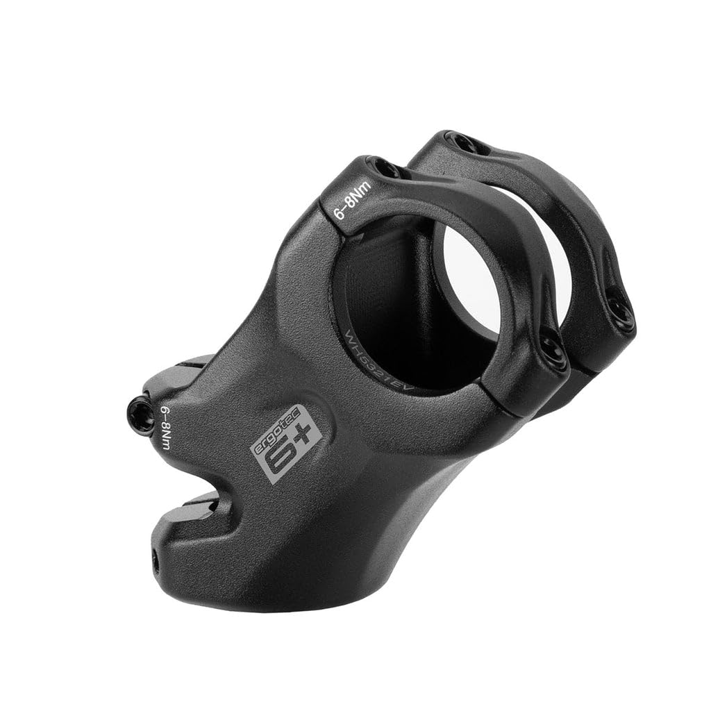 ergotec Stem - High Bass, Safety Level 6+, 28.6 mm Fork Clamp / 31.8mm Clamp, 55mm Extension, 40mm Clamp Height, 45° Angle, Black Sandblasted, MTB, e-MTB, Load Capacity up to 308Lb (140Kg)