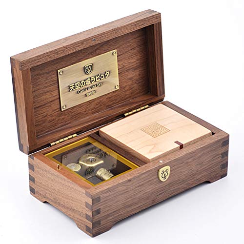 Caja de música de nogal Castle in The Sky con artesanía fina de madera 5
