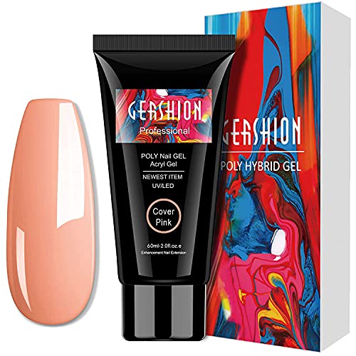 GERSHION Cover Pink Nude Poly Nail Gel 60ML 2.02oz High Capacity Nail Extension Gel Builder Gel Trendy Nail Salon Nail Art Design DIY at Home Beginner Friendly