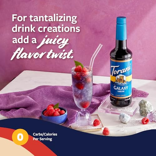 Image of Torani Sugar-Free Galaxy Syrup, Raspberry & Rum Flavoring, Glass Bottle with Pump Included, 25.4 Fl Oz