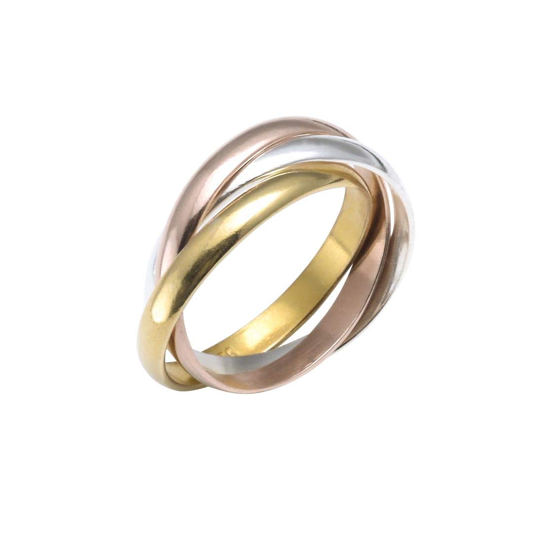 Silverly Anillo Bodas Ruso Triple Banda Plata de Ley Chapada Oro Amarillo Rosa | Anillo Plata 925 Pulida Mujer | Anillos Boda Él Ella | Anillos Plata de Ley Tres Tonos | Anillos Oro Hombre