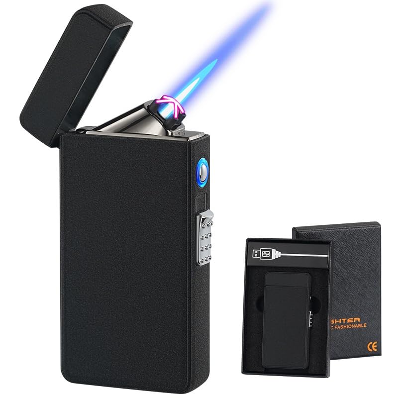 Encendedor Gas-Eléctrico 2 en 1 Recargable USB Negro