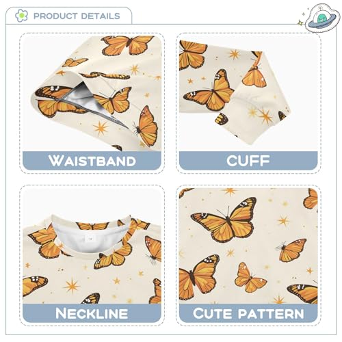 JUNZAN Monarch Butterflies Stars Little Boys Hooded Sweatshirt Long Sleeve Fall Tops Shirts Athletic 4T3