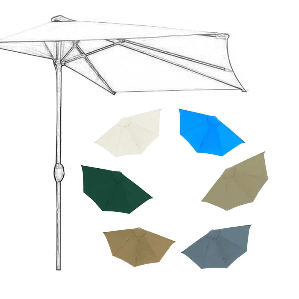 Toile De Demi-Parasol 5 Baleines Auvent De Parasol De Remplacement Housse De Rechange pour Parasol Demi-Rond 2.7m 3.0m Dessus De Parapluie(Beige,10ft/3.0m)