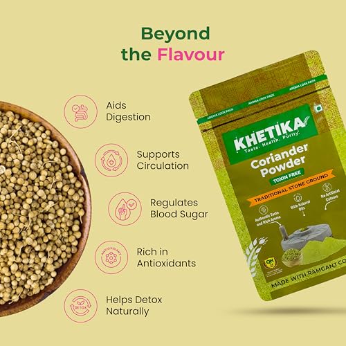 Image of Khetika Coriander Powder 100g I Ramganj Dhania Powder I Stone Ground I With Natural Oils I Toxin Free I No Added Preservatives & Colours