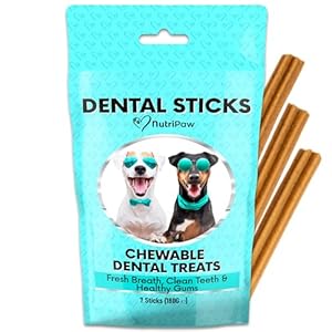 NutriPaw Dental Sticks For Dogs – Clean Teeth, Healthy Gums & Fresh Breath – Manage Plaque & Tartar Build-Up – Meaty Taste – 1 Week Pack