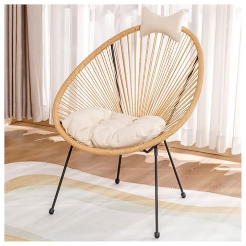 Rattan Outdoor Stuhl mit weichem Kissen für Terrasse und Garten Natur Korbmöbel zum Entspannen im Freien