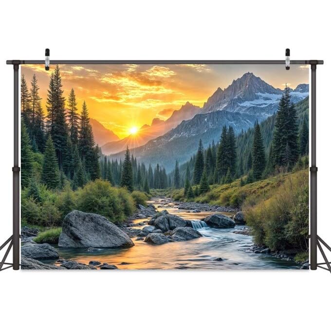 Fondo fotográfico 12x10ft naturaleza montaña verde miniatura 3