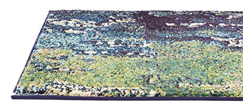 Tapete Runner Abstracto Azul Marino y Beige 70x205 cm miniatura 6