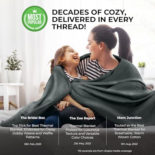 Image of Utopia Bedding Smoke Gray 100% Cotton Blanket [Twin Size - 90x72 Inch] Lightweight, Soft and Breathable Thermal Blanket for All Seasons (Pack of 10)