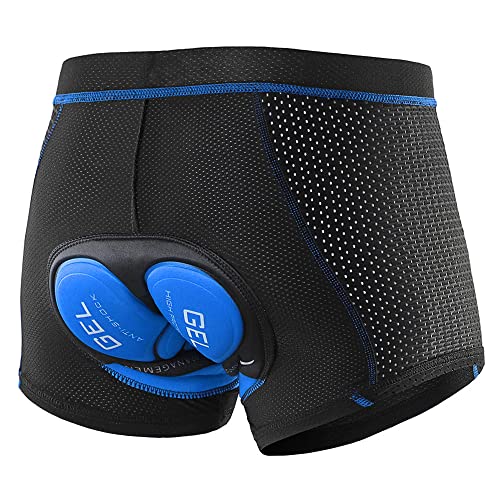 Agolu Radunterhose Damen Gepolstert Gel 3D Atmungsaktiv Fahrradunterhose Gepolstert Stoßfest Fahrradhose Fahrradbekleidung Radlerhose Gepolstert(Size:m,Color:Blau) Cover