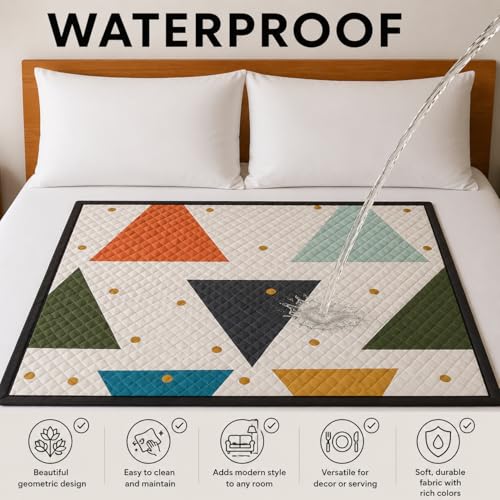 Image of Homerz Premium Reversible Bed Server | 30x30 Inch Quilted Waterproof Fabric | Foldable Dining Mat for Bed, Sofa & Floor Use (Nordic, 30x30)
