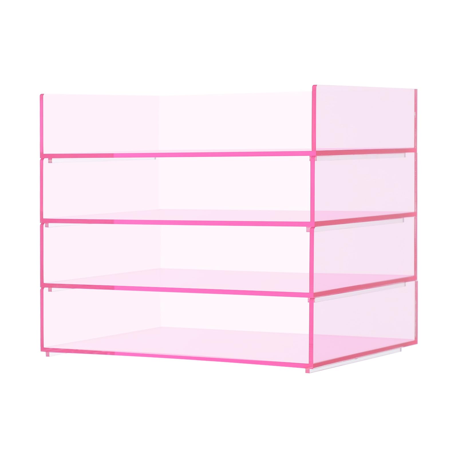 Organizzatore acrilico impilabile 4 in 1, organizer da scrivania in acrilico da 5 mm, per ufficio, casa, cosmetici, penne, documenti, trucco, gioielli