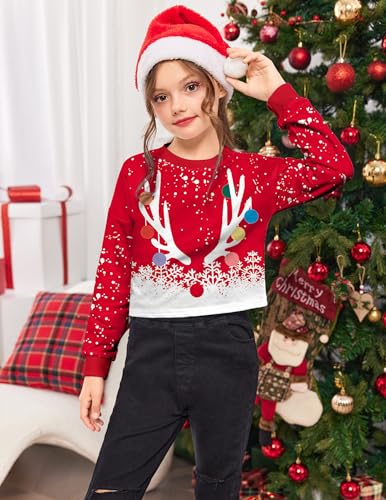 Image of Arshiner Girls Crop Tops Kids Long Sleeve Pullover Sweatshirts Girls Cropped Crewneck Sweatshirt for Teen Girl