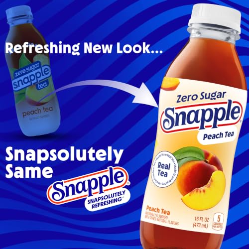 Image of Snapple Zero Sugar Peach Tea, 16 fl oz recycled plastic bottle, 6 pack