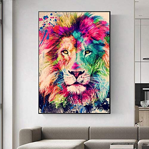 Puzzle 1000 pièces Abstrait animal sauvage doodle lion coloré puzzle 1000 pieces adultes Jouet de décompression intellectuel éducatif Puzzles Jeu de famille amusant pour enfants50x75cm(20x30inch)
