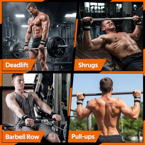 Image of Weight Lifting Wrist Strap，Double Layer Leather Wrist Wraps with Neoprene Padding for Weightlifting & Deadlifts - Adjustable Gym Straps for Men & Women