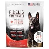 FIDELIS Freeze Dried Raw Dry Dog Food for Small, Medium, Large Dogs, High Protein, Beef, Blueberries, Superfoods, Omega 3, Grain Free, Kibble-Alternative, Adult & Puppy, Made in USA, Beef, 2 lbs