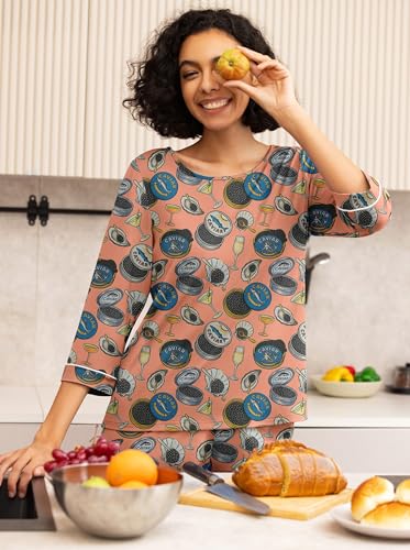 Image of PrinStory Womens Pajama Sets Capri Pjs Soft Lounge Sets XS-4XL