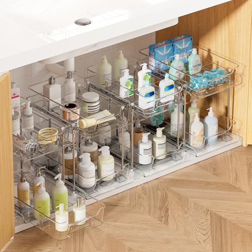 Vtopmart 4 Pack 2 Tier Bathroom Under Sink Organizers and