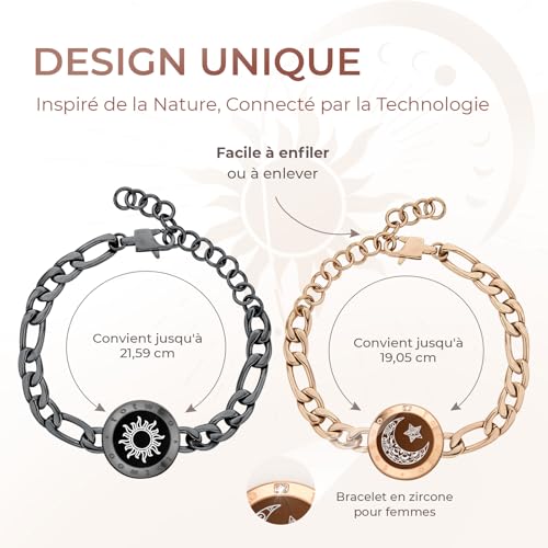 Bracelet connecté pour couple TOTWOO en acier inoxydable réglable - 4
