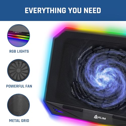 Image of KLIM K21 + Laptop Cooling Pad with RGB backlighting + New + 11 inch - 17 inch + Gaming Laptop Cooling Pad for Desk + USB Powered Fan + Very Stable and Silent + Compatible Mac, PS4, PS5