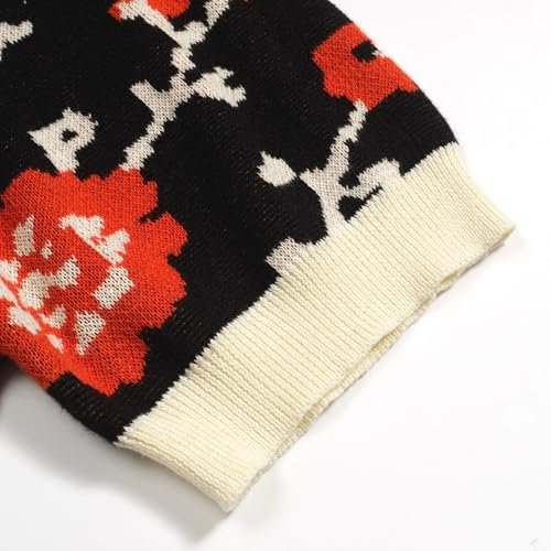 Men's Knit Polo Shirts, 1960s Mod Style Retro Florals Pattern Short Sleeves Casual V-Neck Short Shirts4