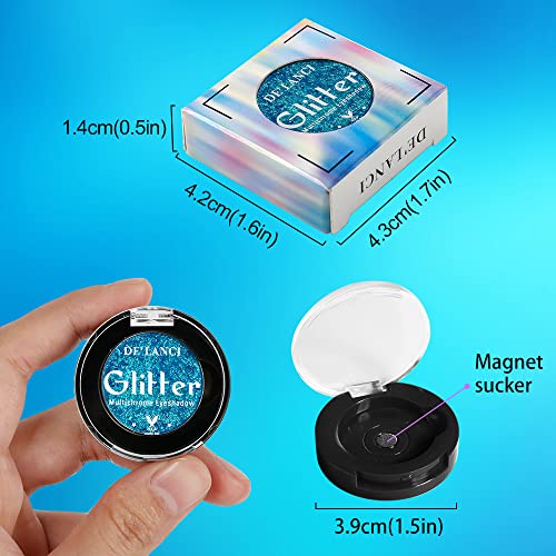 Metallic Duo-Chrome Eyeshadow Makeup,De'lanci Blue Purpul Green Multichrome Shimmery Eyes Shadows,Longwear Gorgeous Color,Bright & Vibrant Glitter Eye Shadow High Pigment,No Creasing,Talc Free #TOP4