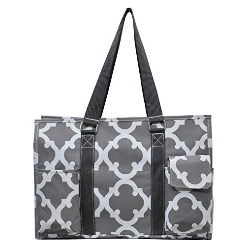 Clover Pattern Print Zippered Caddy Organizer Tote Bag3